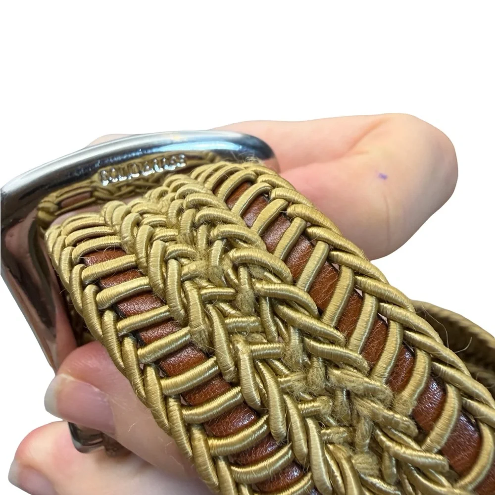 ✨ Torino Woven Stretch Leather Belt Brown & Gold Size 40‎ ✨